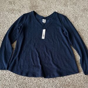 NWT Nordstrom NIC+ZOE Navy Long Sleeve Top